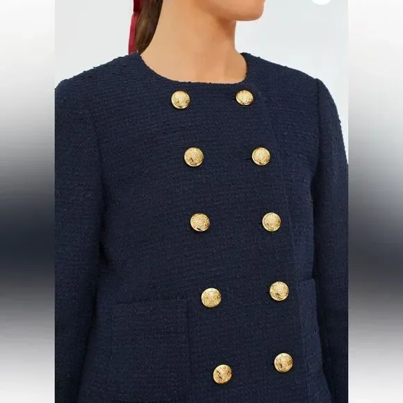 TUCKERNUCK Navy Tweed Marais Jacket size medium NWT - Picture 4 of 12